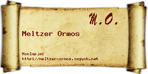 Meltzer Ormos névjegykártya